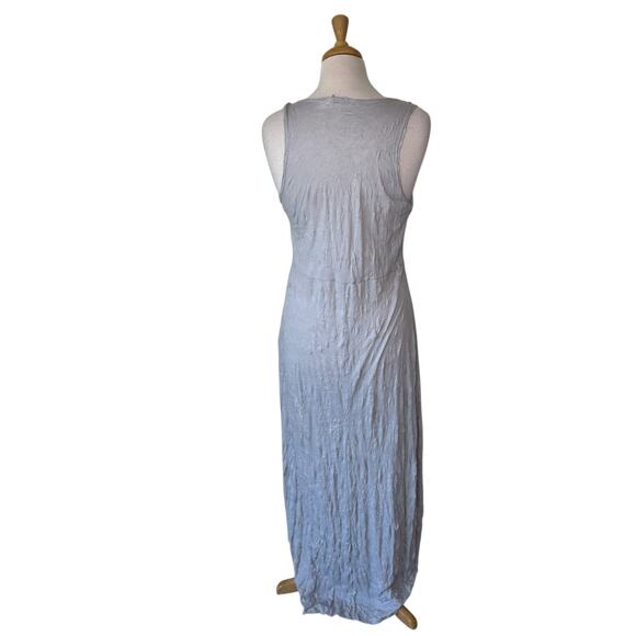 LAUREN VIDAL Scoop Neck Crinkle Knit Maxi Dress Gray Size Medium - Picture 2 of 9